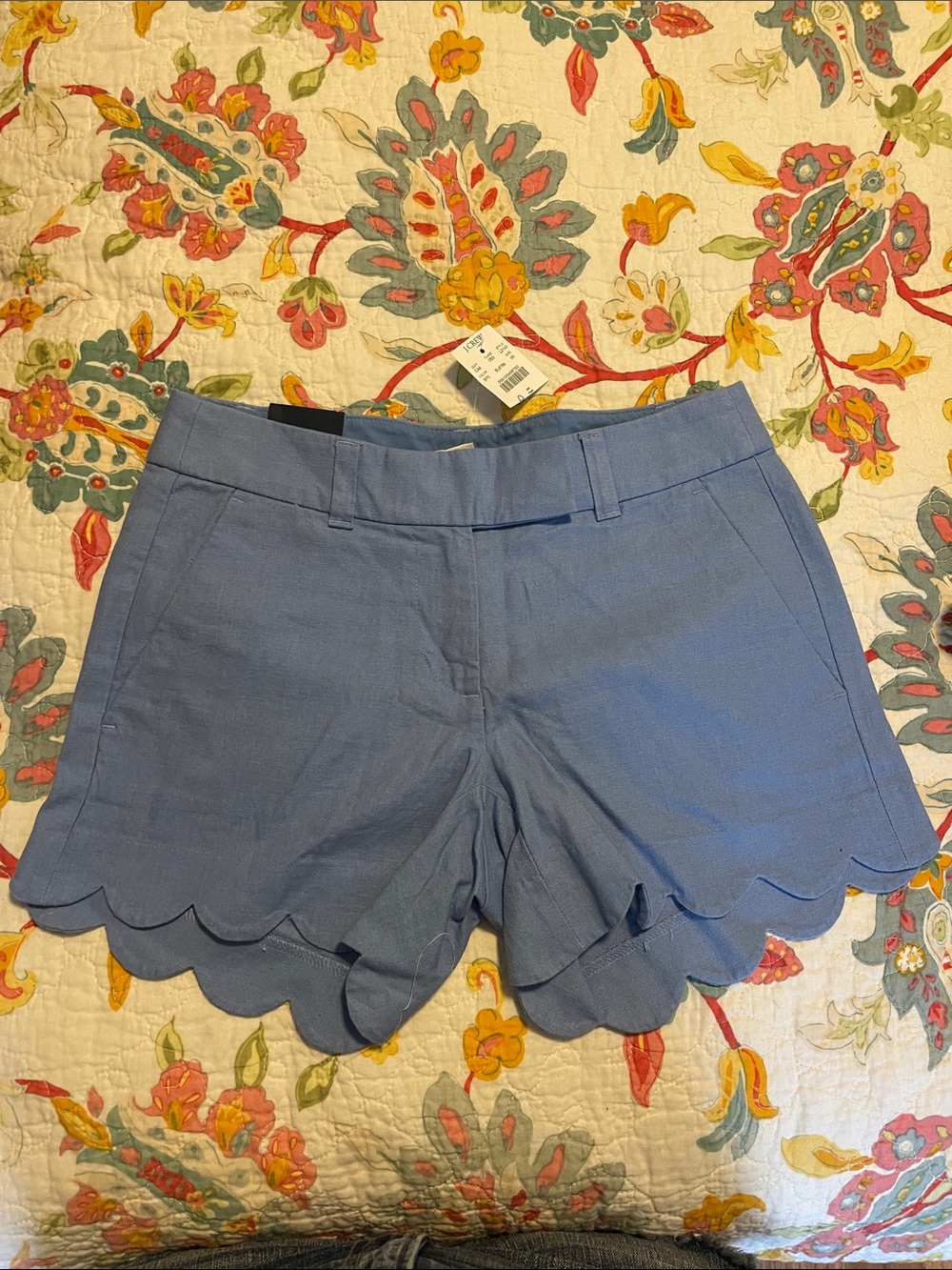 J Crew Women's Scalloped Hem Dress Shorts — Light Blue